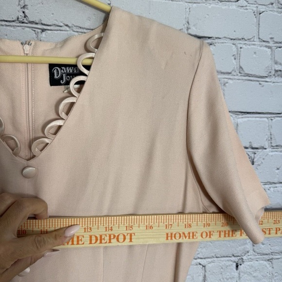 VTG Dawn Joy Fashions Old Money‎ Midi Tea Secretary Art Dress Pale Peach Size 10 - Picture 9 of 11